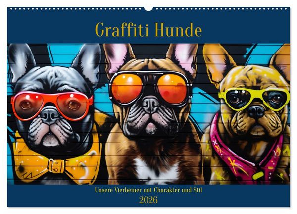 Graffiti Hunde (Wandkalender 2026 DIN A2 quer), CALVENDO Monatskalender