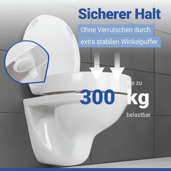 Produktbild: WC Sitz Mod. Secura Comfort L, mit 8 cm Sitzerh&ouml;hung, belastbar bis 300 kg