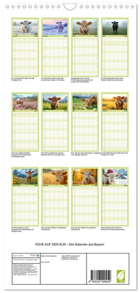 Produktbild: Familienplaner 2026 - K&Uuml;HE AUF DER ALM &ndash; Der Kalender aus Bayern mit 5 Spalten (Wandkalender, 21 x 45 cm) CALVENDO