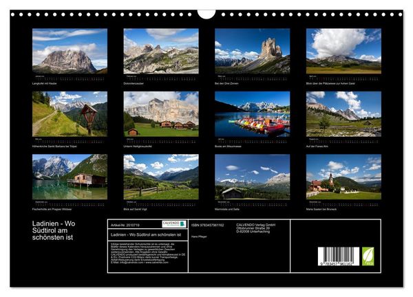 Produktbild: Ladinien - Wo S&uuml;dtirol am sch&ouml;nsten ist (Wandkalender 2026 DIN A3 quer), CALVENDO Monatskalender