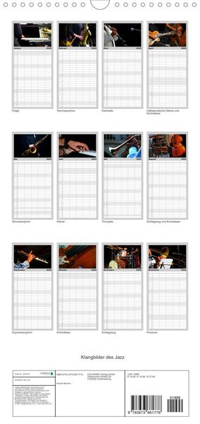 Produktbild: Familienplaner Klangbilder des Jazz (Wandkalender 2022 , 21 cm x 45 cm, hoch)