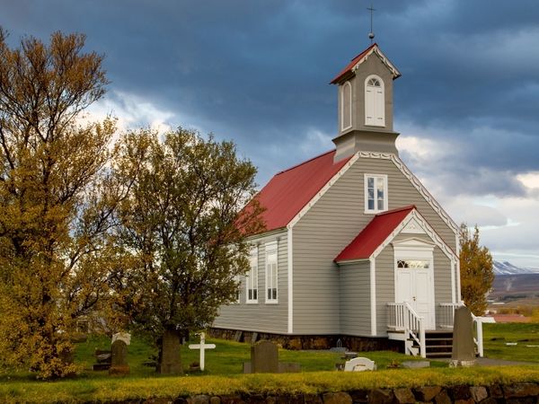 Produktbild: CALVENDO Puzzle Die alte Kirche von Reykholt | 1000 Teile Lege-Gr&ouml;&szlig;e 64x48cm Foto-Puzzle f&uuml;r gl&uuml;ckliche Stunden