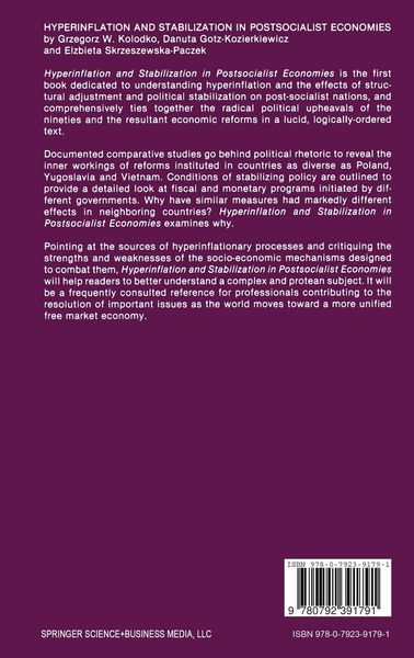 Produktbild: Hyperinflation and Stabilization in Postsocialist Economies