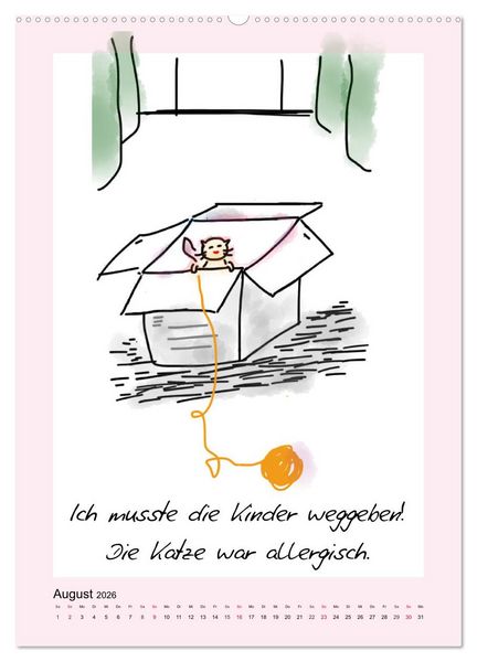 Produktbild: Katzen. Lustige Spr&uuml;che f&uuml;r Katzenmenschen (hochwertiger Premium Wandkalender 2026 DIN A2 hoch), Kunstdruck in Hochglanz