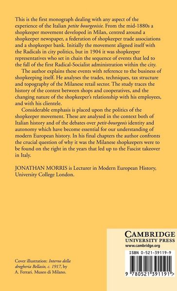 Produktbild: The Political Economy of Shopkeeping in Milan, 1886 1922