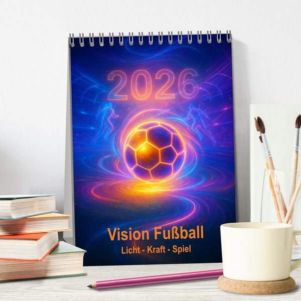 Produktbild: Vision Fu&szlig;ball Licht - Kraft - Spiel (Tischkalender 2026 DIN A5 hoch), CALVENDO Monatskalender