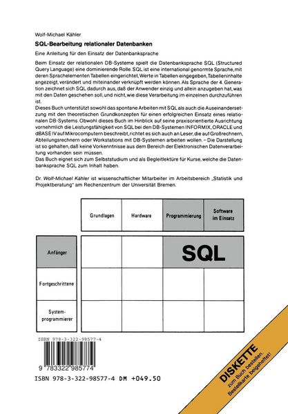 SQL — Bearbeitung relationaler Datenbanken