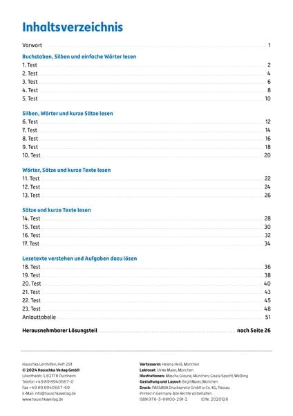 Produktbild: &Uuml;bungsheft mit Lesetests in Deutsch 1. Klasse