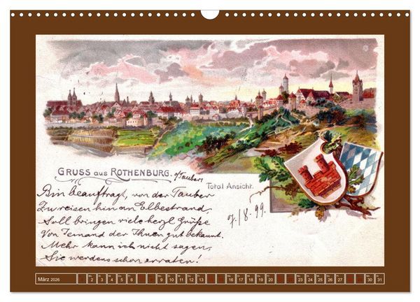 Produktbild: Gru&szlig; aus Rothenburg ob der Tauber (Wandkalender 2026 DIN A3 quer), CALVENDO Monatskalender