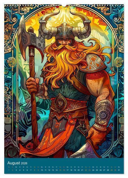 Produktbild: Wikinger Action - Comic-Helden inspiriert von den Nordm&auml;nnern (Wandkalender 2026 DIN A2 hoch), CALVENDO Monatskalender