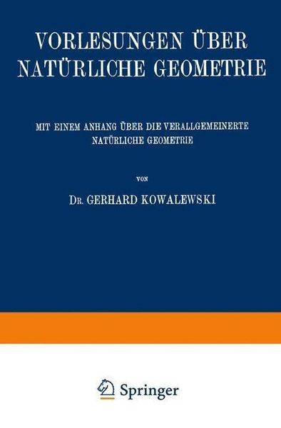 Produktbild: Vorlesungen &uuml;ber Nat&uuml;rliche Geometrie