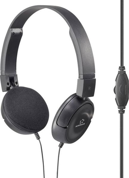 Produktbild: Renkforce RF-HS-130 On Ear Kopfh&ouml;rer kabelgebunden Stereo Schwarz Lautst&auml;rkeregelung