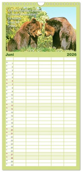 Produktbild: Familienplaner 2026 - Spa&szlig; mit B&auml;ren: Edition lustige Tiere mit 5 Spalten (Wandkalender, 21 x 45 cm) CALVENDO