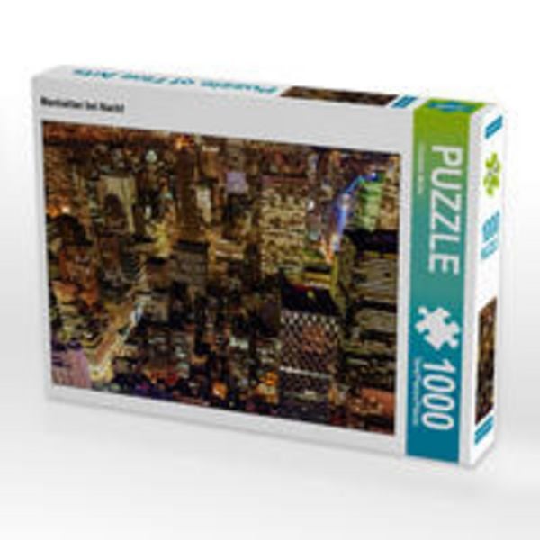 CALVENDO Puzzle Manhattan bei Nacht 1000 Teile Lege-Größe 64 x 48 cm Foto-Puzzle Bild von Christian Müller