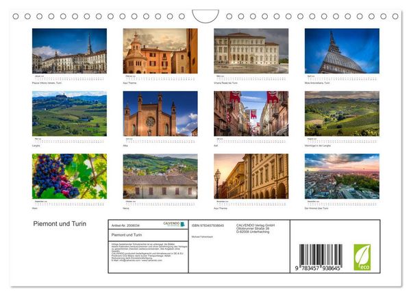 Produktbild: Piemont und Turin (Wandkalender 2026 DIN A4 quer), CALVENDO Monatskalender