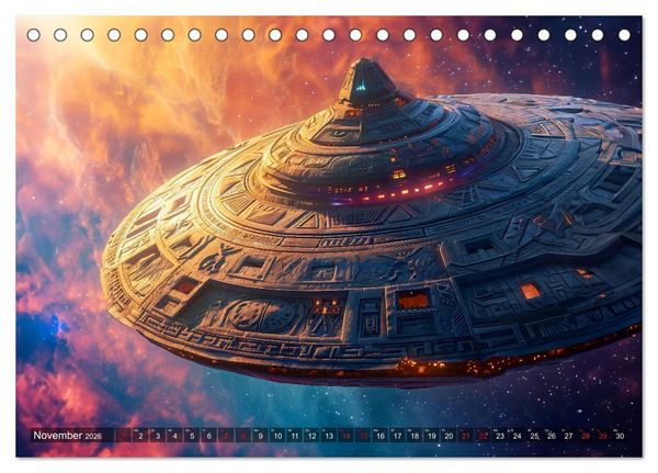 Produktbild: Raumschiffe - Im Universum durch Raum und Zeit (Tischkalender 2026 DIN A5 quer), CALVENDO Monatskalender