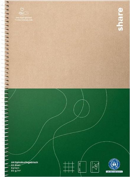 Produktbild: share Collegeblock A4 kariert 80 Blatt