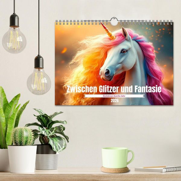 Produktbild: Zwischen Glitzer und Fantasie-Einh&ouml;rner durchs Jahr (Wandkalender 2026 DIN A4 quer), CALVENDO Monatskalender
