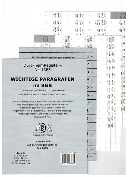 DürckheimRegister BGB im dtv, Pappband von Constantin Dürckheim, Dürckheim Verlag, 978-3-86453-138-5