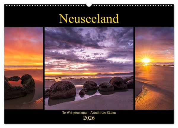 Neuseeland - Attraktiver Süden (Wandkalender 2026 DIN A2 quer), CALVENDO Monatskalender
