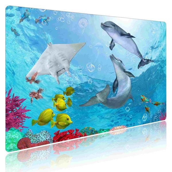 Produktbild: Cover-your-desk Schreibtischunterlage f&uuml;r Kinder und Erwachsene Delfine unter Wasser, aus hochwertigem Vinyl , 60 x 40 cm