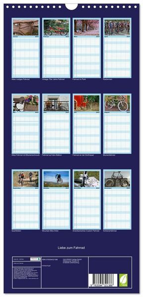 Produktbild: Familienplaner 2027 - Liebe zum Fahrrad mit 5 Spalten (Wandkalender, 21 x 45 cm) CALVENDO