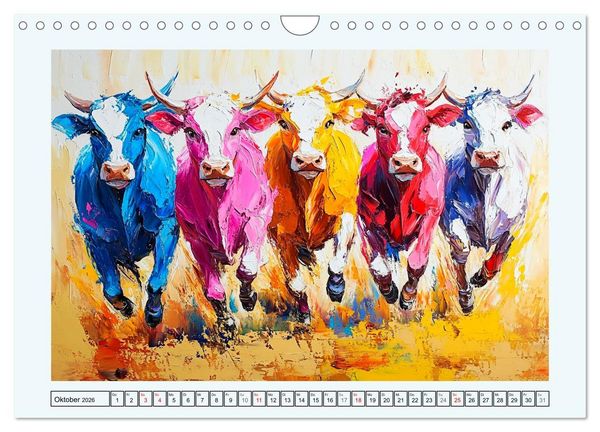 Produktbild: K&uuml;he im &Ouml;lgem&auml;lde-Stil. Ein Jahr mit lieblichen Tieren (Wandkalender 2026 DIN A4 quer), CALVENDO Monatskalender