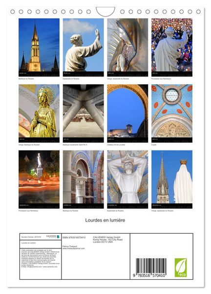 Produktbild: Lourdes en lumi&egrave;re (Calendrier mural 2026 DIN A4 horizontal), CALVENDO calendrier mensuel