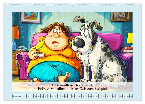 Produktbild: Frauchen und Hund. Witzige Cartoons vom t&auml;glichen Chaos (Wandkalender 2026 DIN A2 quer), CALVENDO Monatskalender