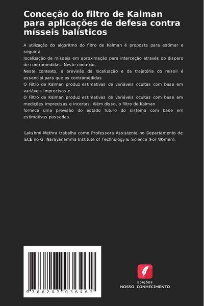 Produktbild: Conce&ccedil;&atilde;o do filtro de Kalman para aplica&ccedil;&otilde;es de defesa contra m&iacute;sseis bal&iacute;sticos