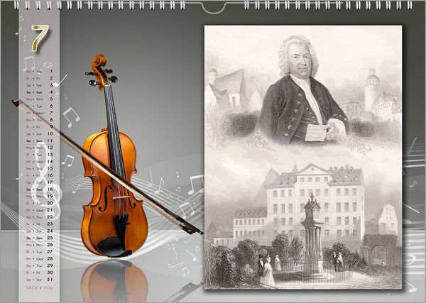 Produktbild: Komponisten-Kalender, Bach-Kalender, Musik-Kalender 2027, DIN A4