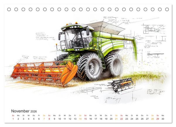 Produktbild: M&auml;hdrescher - Design Studien (Tischkalender 2026 DIN A5 quer), CALVENDO Monatskalender