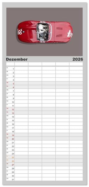 Produktbild: Familienplaner 2026 - Two-Seater Racing Cars 1950-1960 mit 5 Spalten (Wandkalender, 21 x 45 cm) CALVENDO