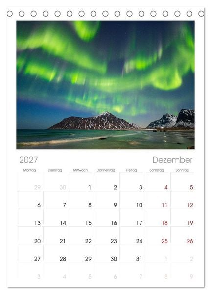 Produktbild: Tischplaner 2027 - Licht des Nordens - LOFOTEN (A5 Tischkalender zum Aufstellen) CALVENDO