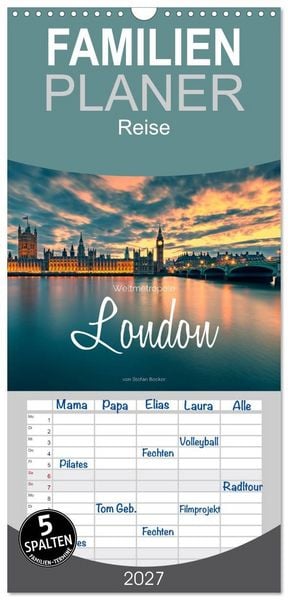 Produktbild: Familienplaner 2027 - Weltmetropole London mit 5 Spalten (Wandkalender, 21 x 45 cm) CALVENDO