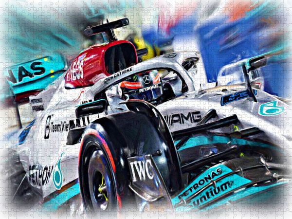 Produktbild: CALVENDO Puzzle Der Brite George Russell startet sei 2022 f&uuml;r das Team AMG-Mercedes. | 1000 Teile Lege-Gr&ouml;&szlig;e 64x48cm Foto-Puzzle f&uuml;r gl&uuml;ckliche Stunde