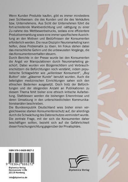 Produktbild: Konsumentenschutz - ein aussterbender Begriff?: Untersuchung des Gefahrenpotenzials durch Neuromarketing