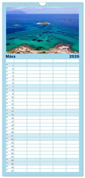 Produktbild: Familienplaner 2026 - Traumstr&auml;nde Griechenlands mit 5 Spalten (Wandkalender, 21 x 45 cm) CALVENDO
