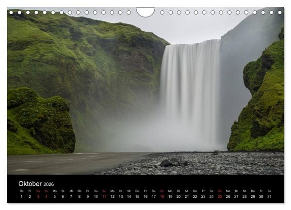 Produktbild: Islands Landschaften - Wasser, Eis und gr&uuml;nes Moos (Wandkalender 2026 DIN A4 quer), CALVENDO Monatskalender