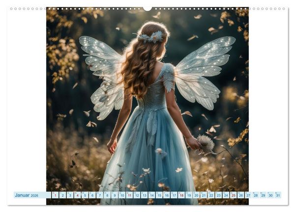Produktbild: Feenfl&uuml;gel und L&auml;cheln KI - Die zauberhafte Welt der Feenkinder (Wandkalender 2026 DIN A2 quer), CALVENDO Monatskalender