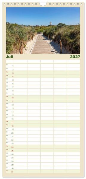 Produktbild: Familienplaner 2027 - Inselliebe Langeoog mit 5 Spalten (Wandkalender, 21 x 45 cm) CALVENDO
