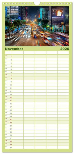 Produktbild: Familienplaner 2026 - Taipeh, Hauptstadt von Taiwan mit 5 Spalten (Wandkalender, 21 x 45 cm) CALVENDO