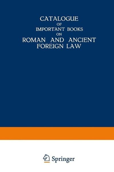 Produktbild: Catalogue of Important Books on Roman and Ancient Foreign Law