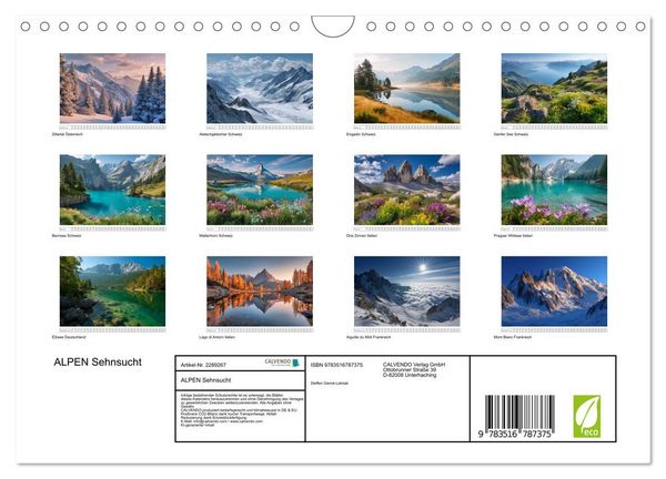 Produktbild: ALPEN Sehnsucht (Wandkalender 2027 DIN A4 quer), CALVENDO Monatskalender