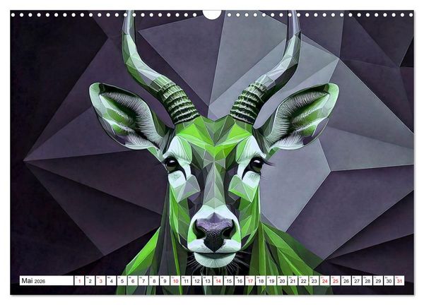 Produktbild: Low Poly Wildlife (Wandkalender 2026 DIN A3 quer), CALVENDO Monatskalender