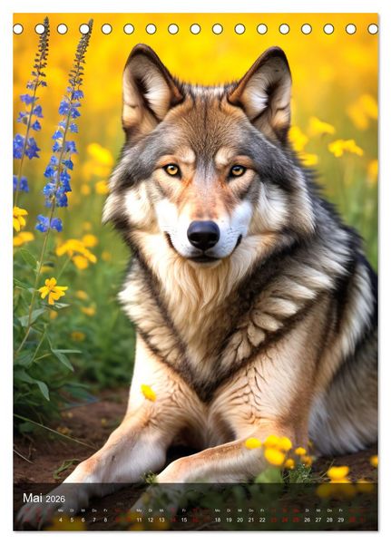 Produktbild: Der Wolf - Sehnsucht Freiheit Kraft (Tischkalender 2026 DIN A5 hoch), CALVENDO Monatskalender