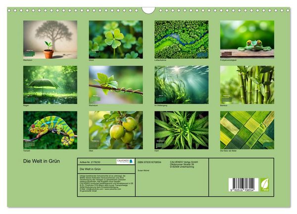 Produktbild: Die Welt in Gr&uuml;n (Wandkalender 2026 DIN A3 quer), CALVENDO Monatskalender