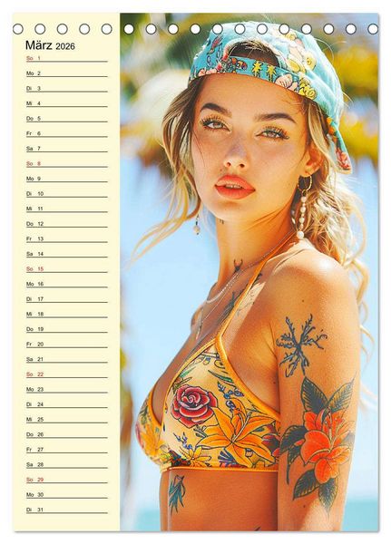 Produktbild: Coole Tatoo-Girls. H&uuml;bsch, modern und selbstbewusst (Tischkalender 2026 DIN A5 hoch), CALVENDO Monatskalender