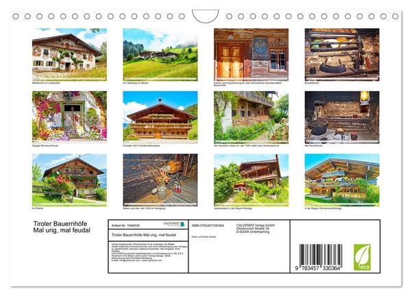 Produktbild: Tiroler Bauernh&ouml;fe Mal urig, mal feudal (Wandkalender 2026 DIN A4 quer), CALVENDO Monatskalender