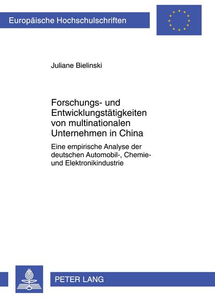 Produktbild: Forschungs- und Entwicklungst&auml;tigkeiten von multinationalen Unternehmen in China